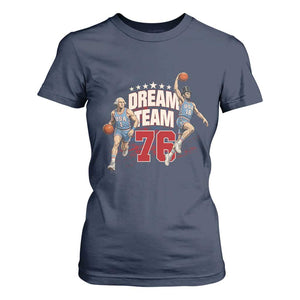 Dream Team 76 Founding Fathers Playing Basketball T Shirt For Women Funny George Washington Abraham Lincoln Patriotic Sports Fan TS02 Navy Print Your Wear