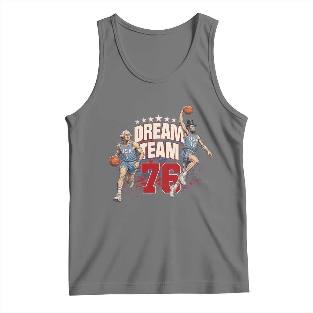 Dream Team 76 Founding Fathers Playing Basketball Tank Top Funny George Washington Abraham Lincoln Patriotic Sports Fan TS02 Black Heather Print Your Wear