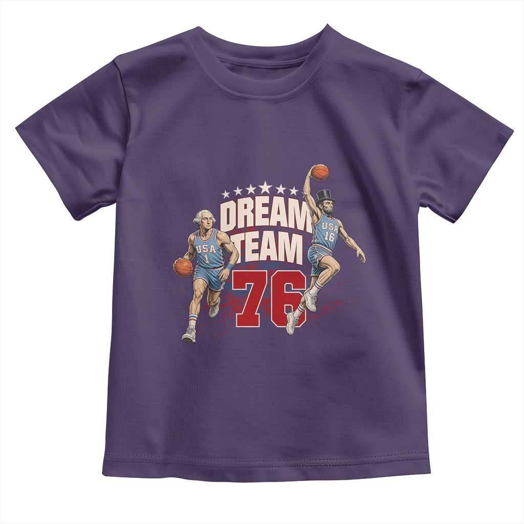 Dream Team 76 Founding Fathers Playing Basketball Toddler T Shirt Funny George Washington Abraham Lincoln Patriotic Sports Fan TS02 Purple Print Your Wear