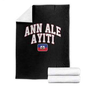 Ann Ale Ayiti Collegiate Athletic Sport Style Throw Blanket Let's Go Haiti Haitian Flag and Coat of Arms Pride TS02 Black Print Your Wear