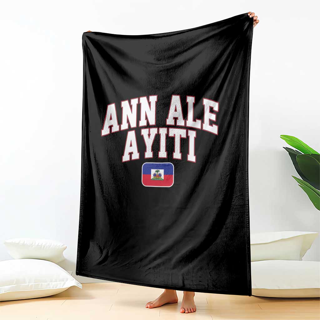 Ann Ale Ayiti Collegiate Athletic Sport Style Throw Blanket Let's Go Haiti Haitian Flag and Coat of Arms Pride TS02 Print Your Wear