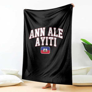 Ann Ale Ayiti Collegiate Athletic Sport Style Throw Blanket Let's Go Haiti Haitian Flag and Coat of Arms Pride TS02 Print Your Wear