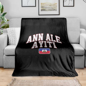 Ann Ale Ayiti Collegiate Athletic Sport Style Throw Blanket Let's Go Haiti Haitian Flag and Coat of Arms Pride TS02 Print Your Wear