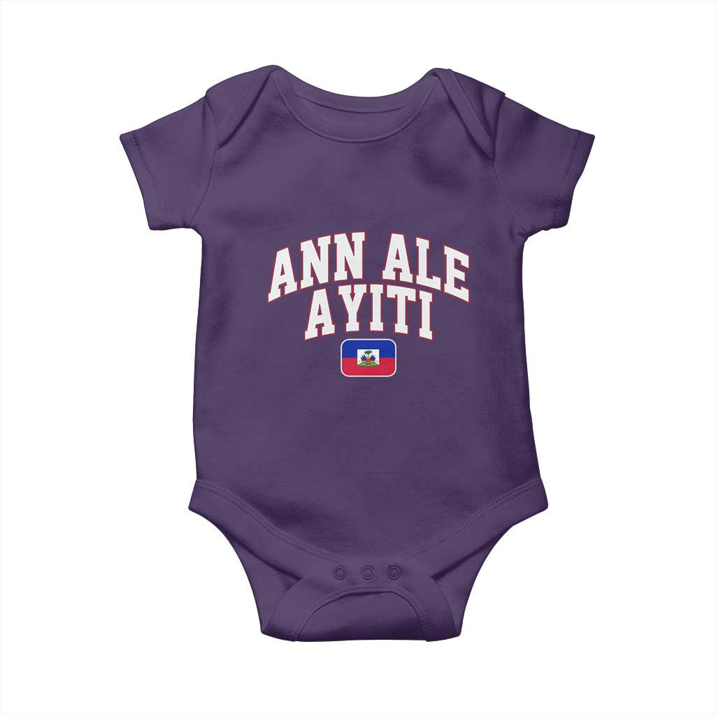 Ann Ale Ayiti Collegiate Athletic Sport Style Baby Onesie Let's Go Haiti Haitian Flag and Coat of Arms Pride