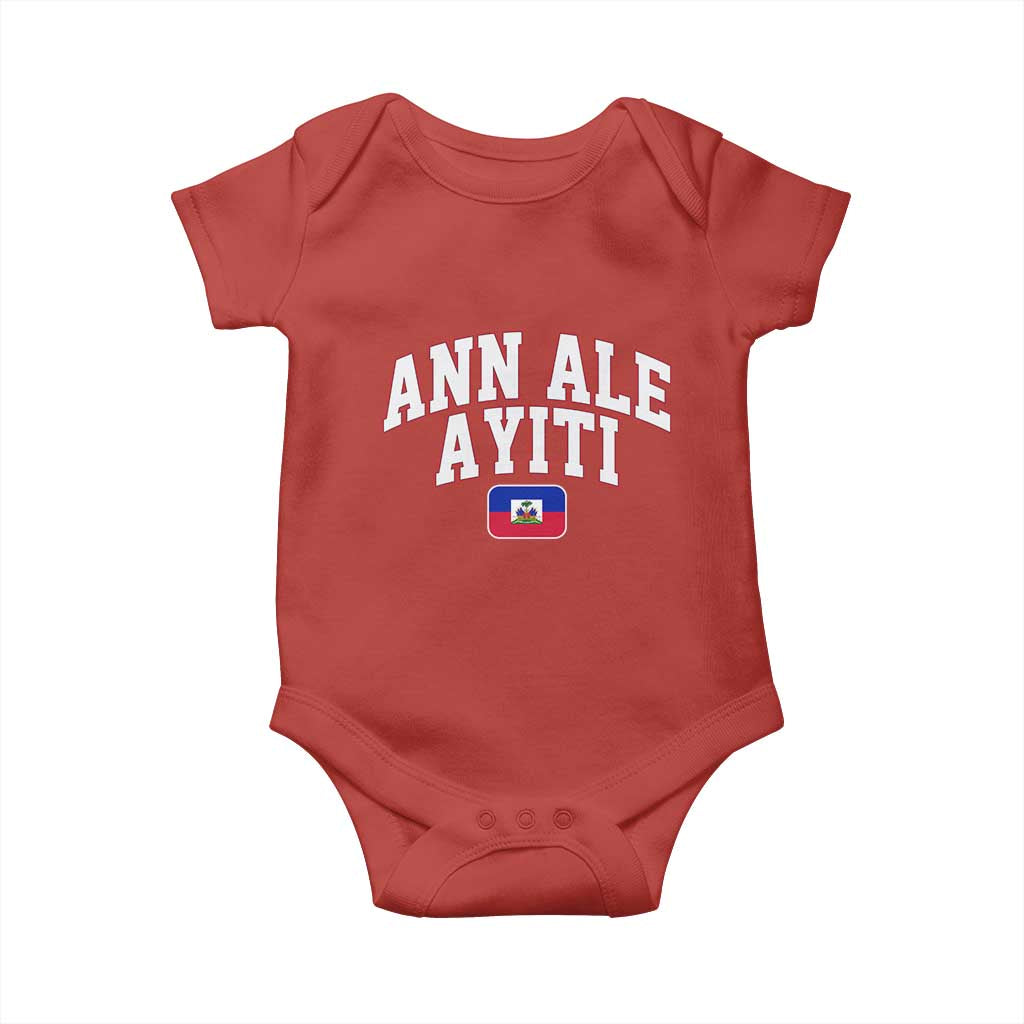 Ann Ale Ayiti Collegiate Athletic Sport Style Baby Onesie Let's Go Haiti Haitian Flag and Coat of Arms Pride