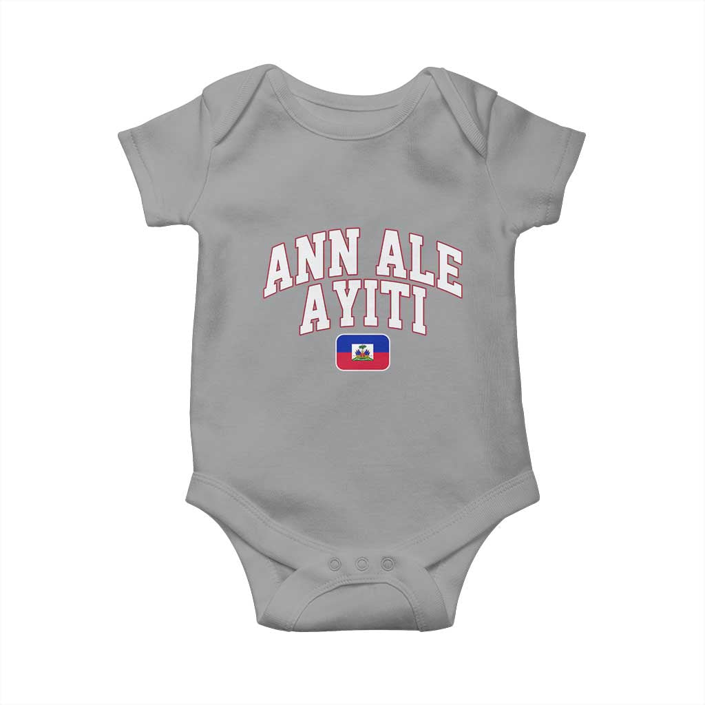 Ann Ale Ayiti Collegiate Athletic Sport Style Baby Onesie Let's Go Haiti Haitian Flag and Coat of Arms Pride