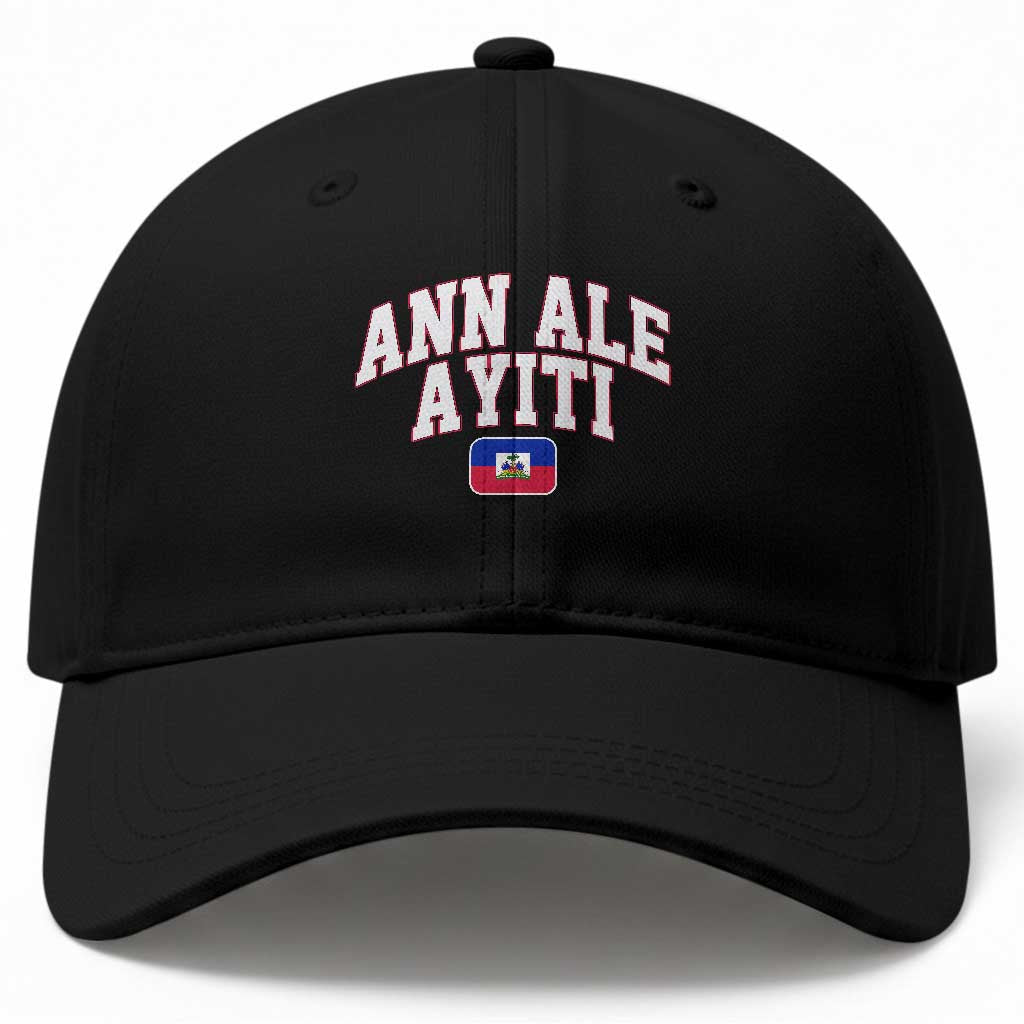 Ann Ale Ayiti Collegiate Athletic Sport Style Baseball Cap Let's Go Haiti Haitian Flag and Coat of Arms Pride