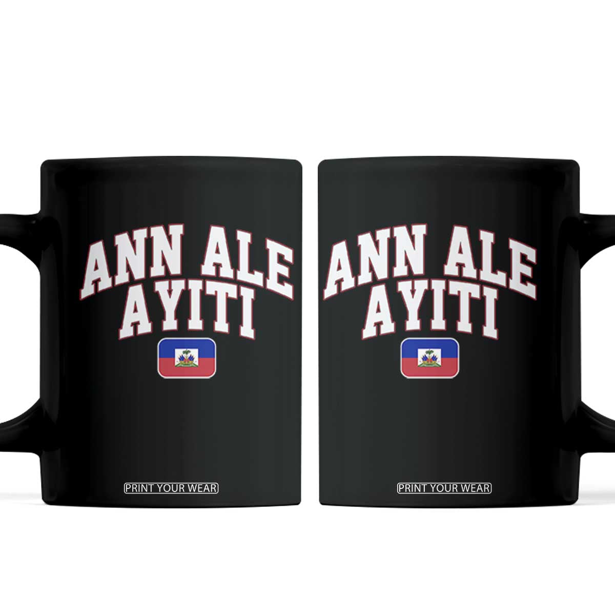 Ann Ale Ayiti Collegiate Athletic Sport Style Coffee Mug Let's Go Haiti Haitian Flag and Coat of Arms Pride TS02 Black Print Your Wear