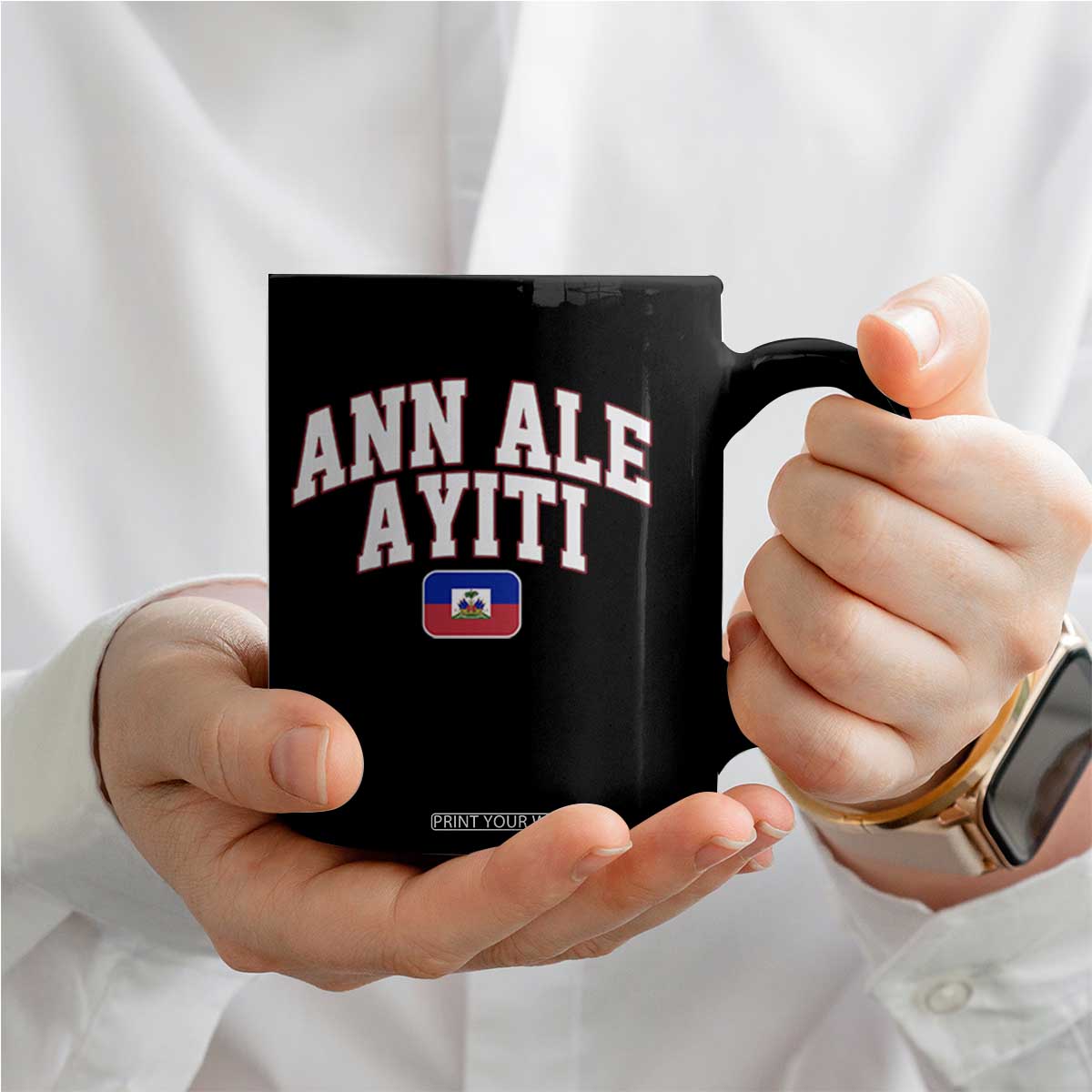 Ann Ale Ayiti Collegiate Athletic Sport Style Coffee Mug Let's Go Haiti Haitian Flag and Coat of Arms Pride TS02 Print Your Wear