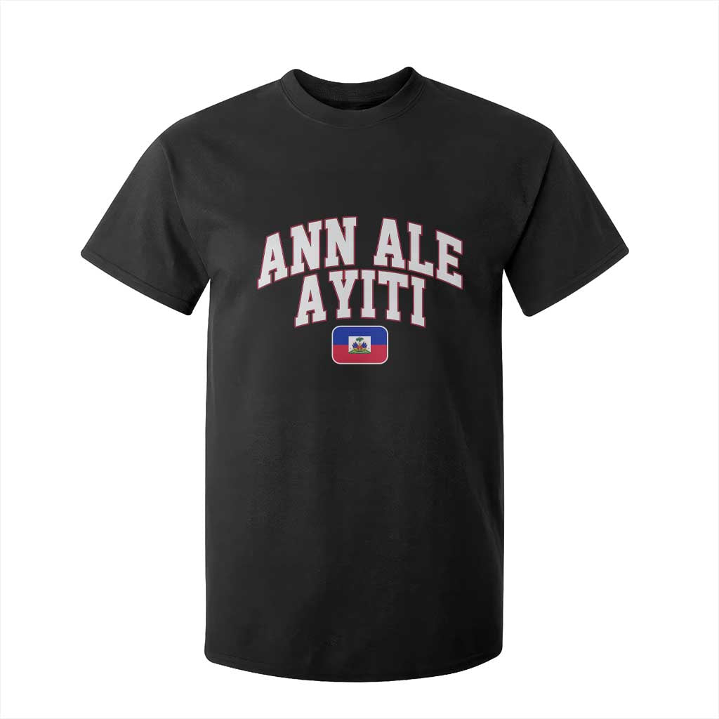 Ann Ale Ayiti Collegiate Athletic Sport Style T Shirt For Kid Let's Go Haiti Haitian Flag and Coat of Arms Pride