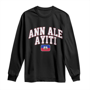 Ann Ale Ayiti Collegiate Athletic Sport Style Long Sleeve Shirt Let's Go Haiti Haitian Flag and Coat of Arms Pride