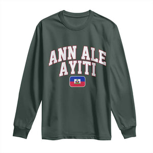Ann Ale Ayiti Collegiate Athletic Sport Style Long Sleeve Shirt Let's Go Haiti Haitian Flag and Coat of Arms Pride