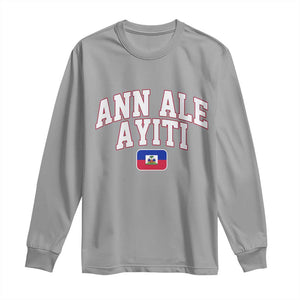 Ann Ale Ayiti Collegiate Athletic Sport Style Long Sleeve Shirt Let's Go Haiti Haitian Flag and Coat of Arms Pride