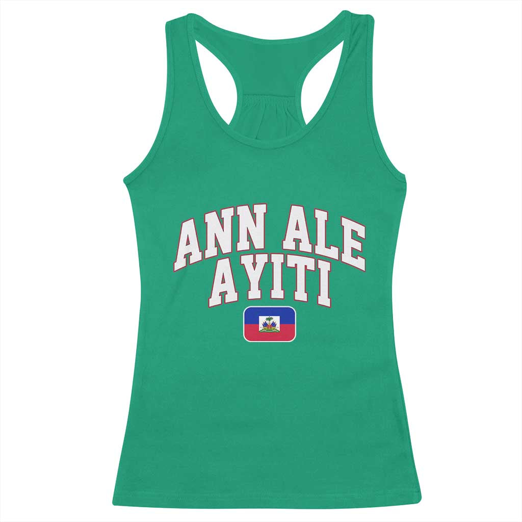 Ann Ale Ayiti Collegiate Athletic Sport Style Racerback Tank Top Let's Go Haiti Haitian Flag and Coat of Arms Pride