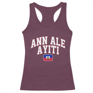Ann Ale Ayiti Collegiate Athletic Sport Style Racerback Tank Top Let's Go Haiti Haitian Flag and Coat of Arms Pride