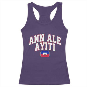 Ann Ale Ayiti Collegiate Athletic Sport Style Racerback Tank Top Let's Go Haiti Haitian Flag and Coat of Arms Pride