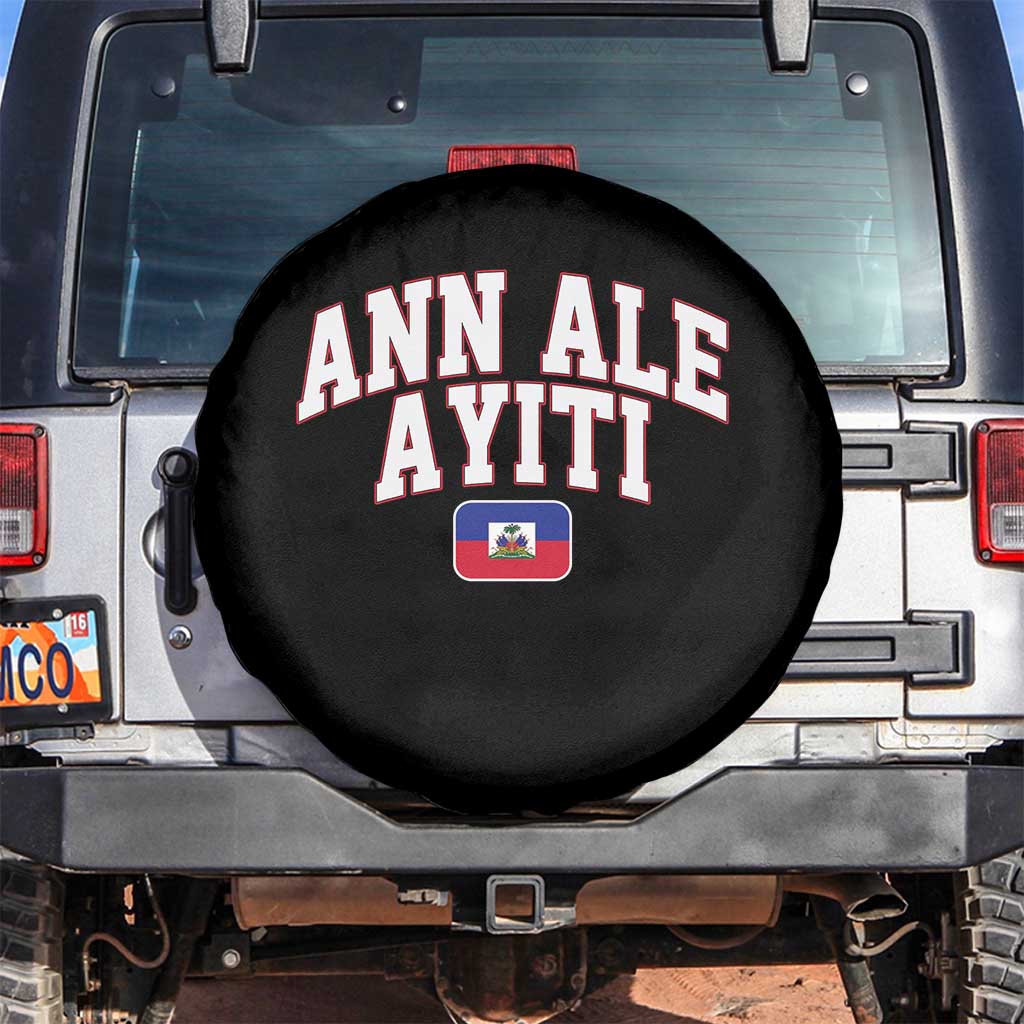 Ann Ale Ayiti Collegiate Athletic Sport Style Spare Tire Cover Let's Go Haiti Haitian Flag and Coat of Arms Pride TS02 No hole Black Print Your Wear
