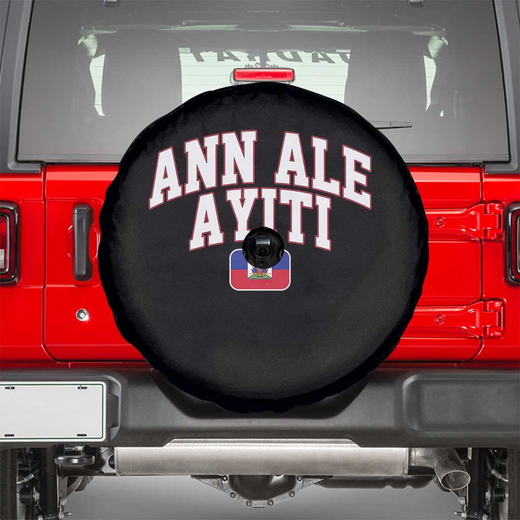 Ann Ale Ayiti Collegiate Athletic Sport Style Spare Tire Cover Let's Go Haiti Haitian Flag and Coat of Arms Pride TS02 Black Print Your Wear