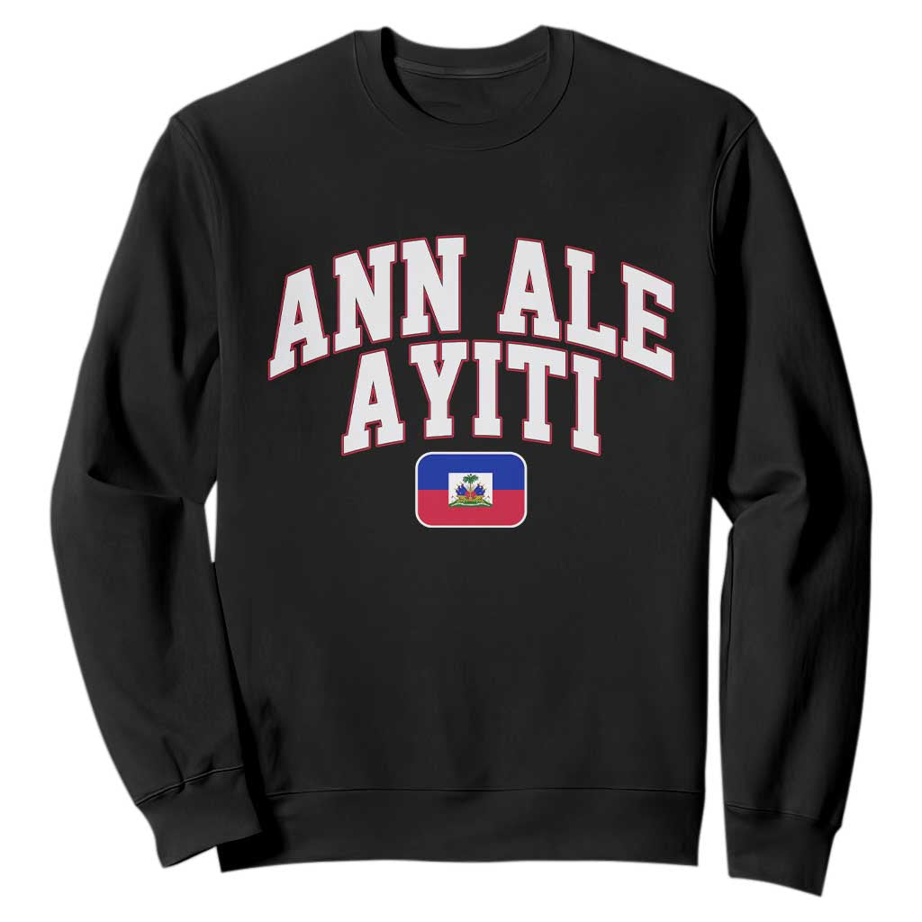 Ann Ale Ayiti Collegiate Athletic Sport Style Sweatshirt Let's Go Haiti Haitian Flag and Coat of Arms Pride