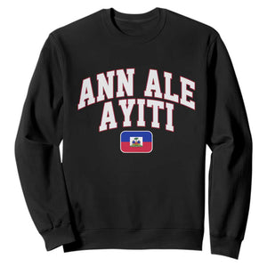 Ann Ale Ayiti Collegiate Athletic Sport Style Sweatshirt Let's Go Haiti Haitian Flag and Coat of Arms Pride