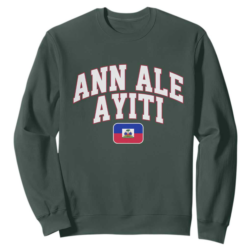 Ann Ale Ayiti Collegiate Athletic Sport Style Sweatshirt Let's Go Haiti Haitian Flag and Coat of Arms Pride