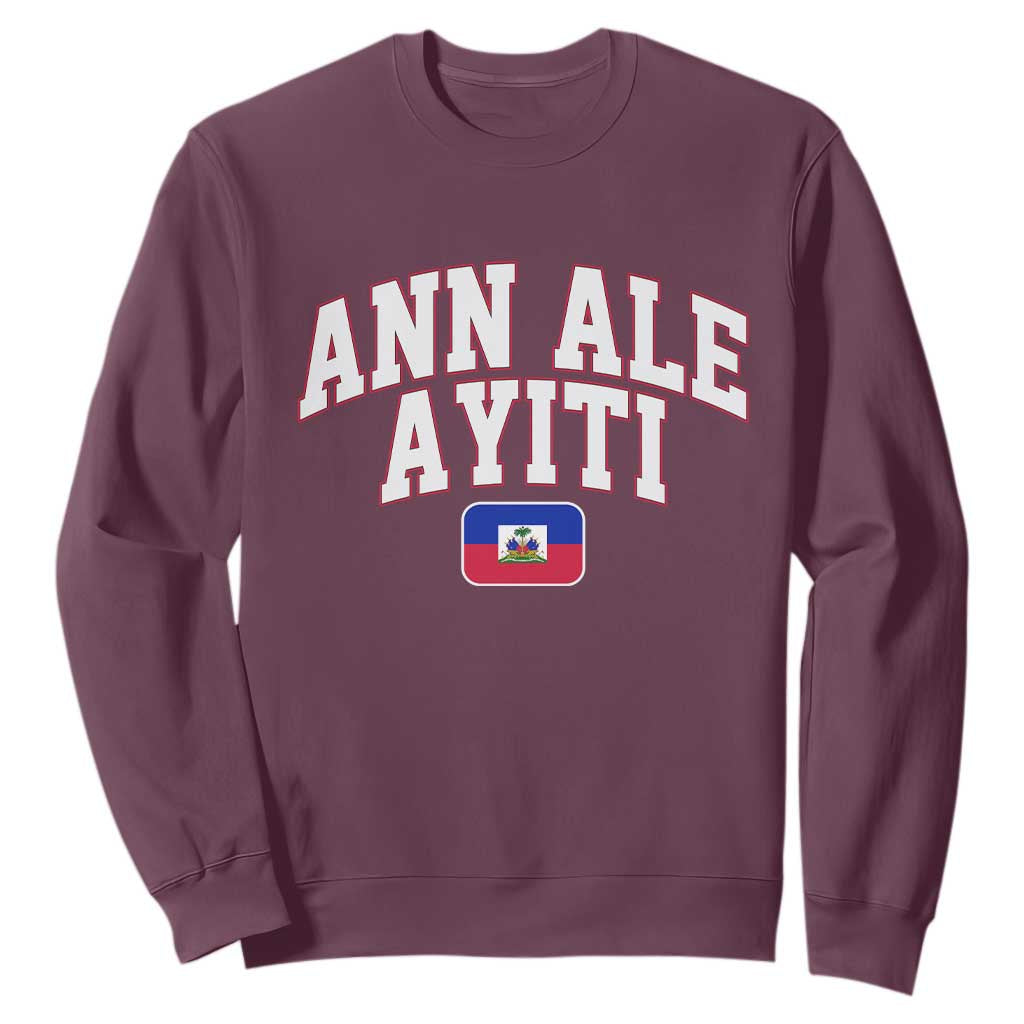 Ann Ale Ayiti Collegiate Athletic Sport Style Sweatshirt Let's Go Haiti Haitian Flag and Coat of Arms Pride