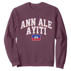 Ann Ale Ayiti Collegiate Athletic Sport Style Sweatshirt Let's Go Haiti Haitian Flag and Coat of Arms Pride