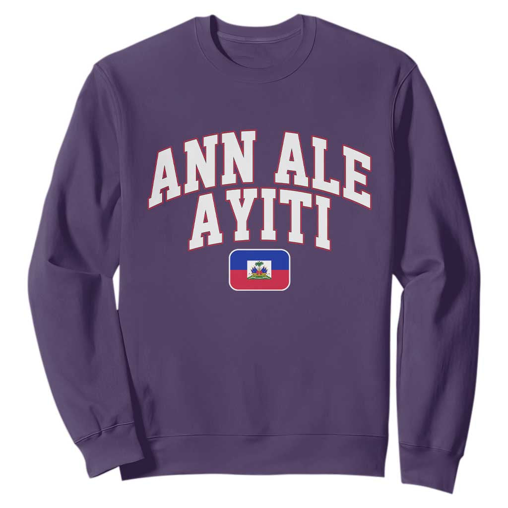 Ann Ale Ayiti Collegiate Athletic Sport Style Sweatshirt Let's Go Haiti Haitian Flag and Coat of Arms Pride