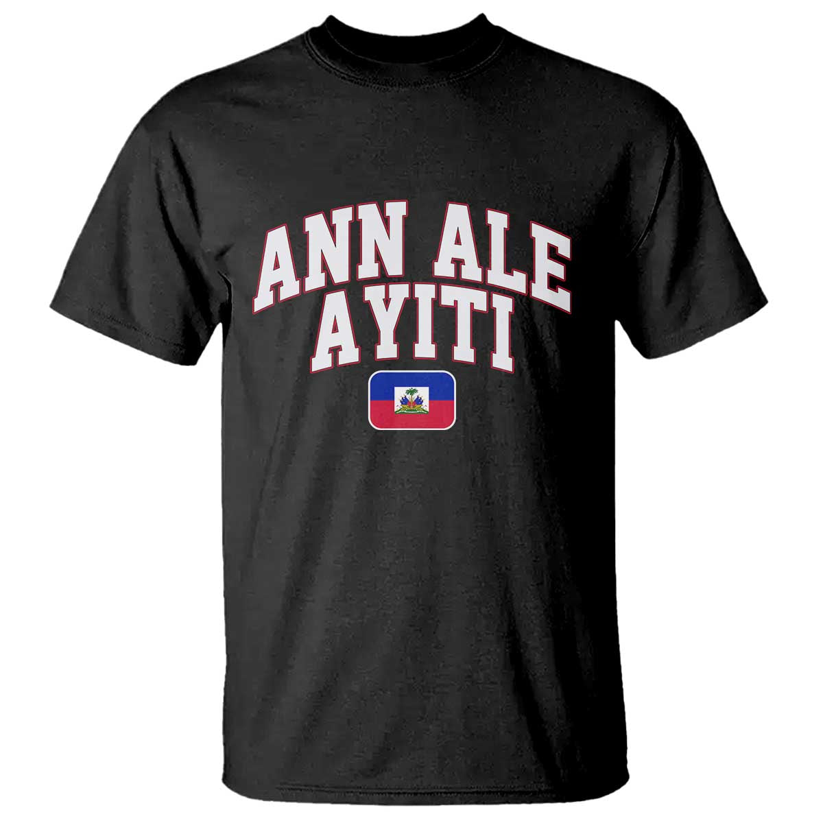 Ann Ale Ayiti Collegiate Athletic Sport Style T Shirt Let's Go Haiti Haitian Flag and Coat of Arms Pride