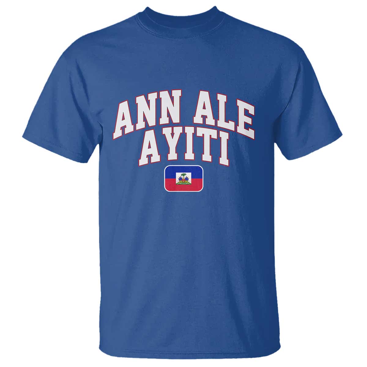 Ann Ale Ayiti Collegiate Athletic Sport Style T Shirt Let's Go Haiti Haitian Flag and Coat of Arms Pride