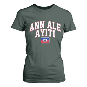 Ann Ale Ayiti Collegiate Athletic Sport Style T Shirt For Women Let's Go Haiti Haitian Flag and Coat of Arms Pride