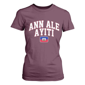 Ann Ale Ayiti Collegiate Athletic Sport Style T Shirt For Women Let's Go Haiti Haitian Flag and Coat of Arms Pride