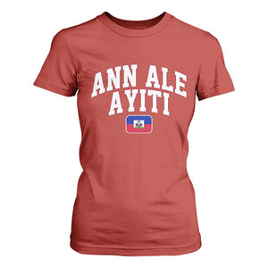 Ann Ale Ayiti Collegiate Athletic Sport Style T Shirt For Women Let's Go Haiti Haitian Flag and Coat of Arms Pride