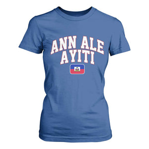 Ann Ale Ayiti Collegiate Athletic Sport Style T Shirt For Women Let's Go Haiti Haitian Flag and Coat of Arms Pride