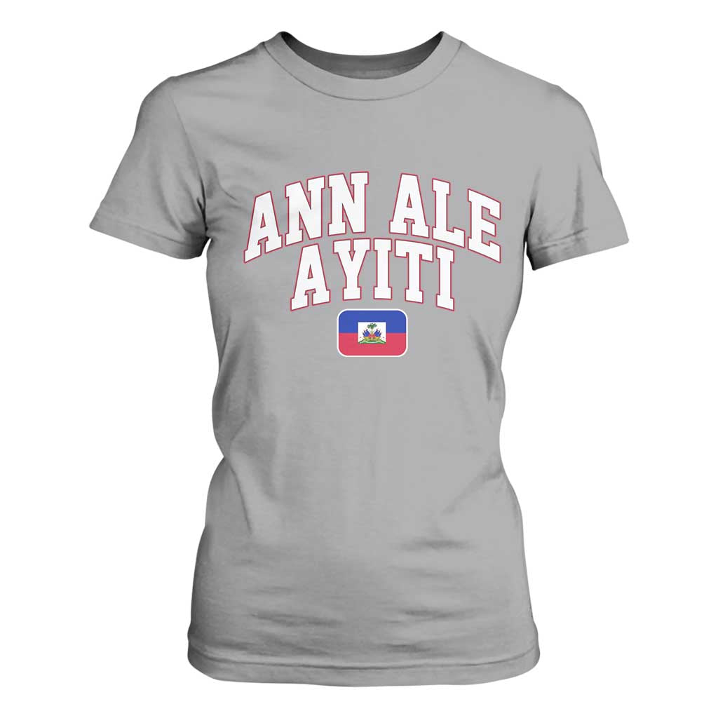 Ann Ale Ayiti Collegiate Athletic Sport Style T Shirt For Women Let's Go Haiti Haitian Flag and Coat of Arms Pride