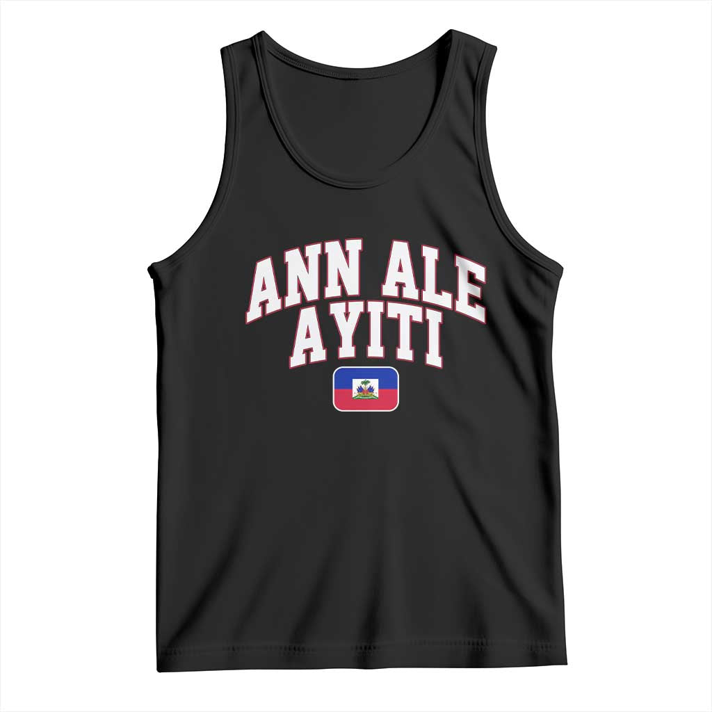 Ann Ale Ayiti Collegiate Athletic Sport Style Tank Top Let's Go Haiti Haitian Flag and Coat of Arms Pride TS02 Black Print Your Wear