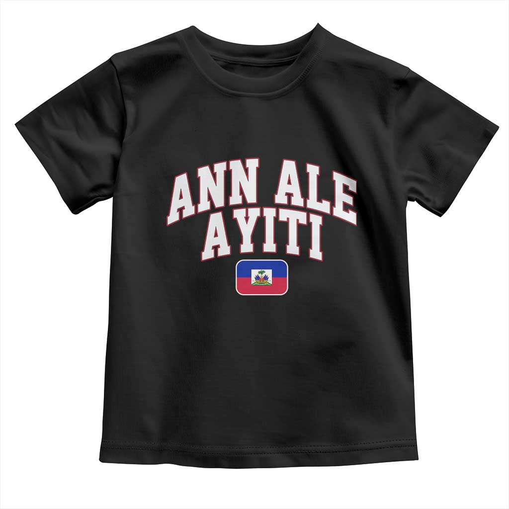 Ann Ale Ayiti Collegiate Athletic Sport Style Toddler T Shirt Let's Go Haiti Haitian Flag and Coat of Arms Pride