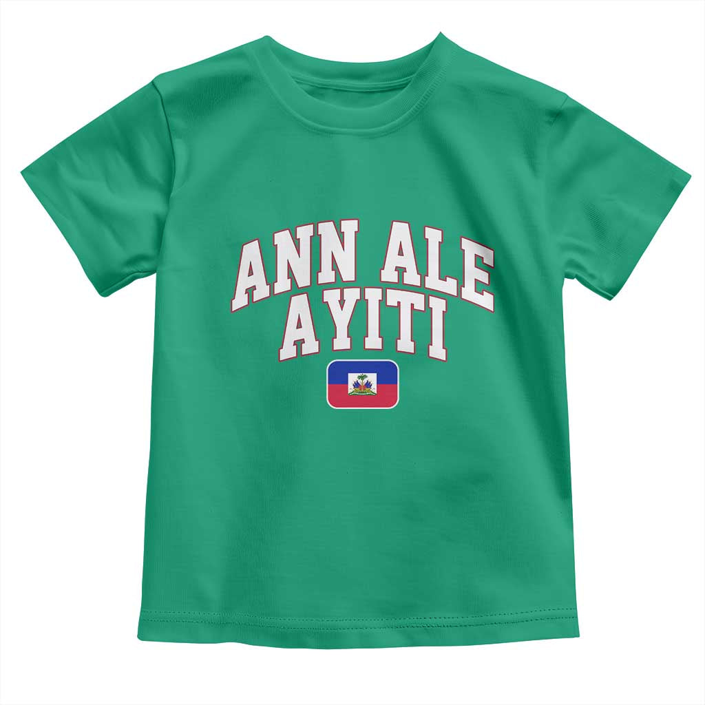 Ann Ale Ayiti Collegiate Athletic Sport Style Toddler T Shirt Let's Go Haiti Haitian Flag and Coat of Arms Pride