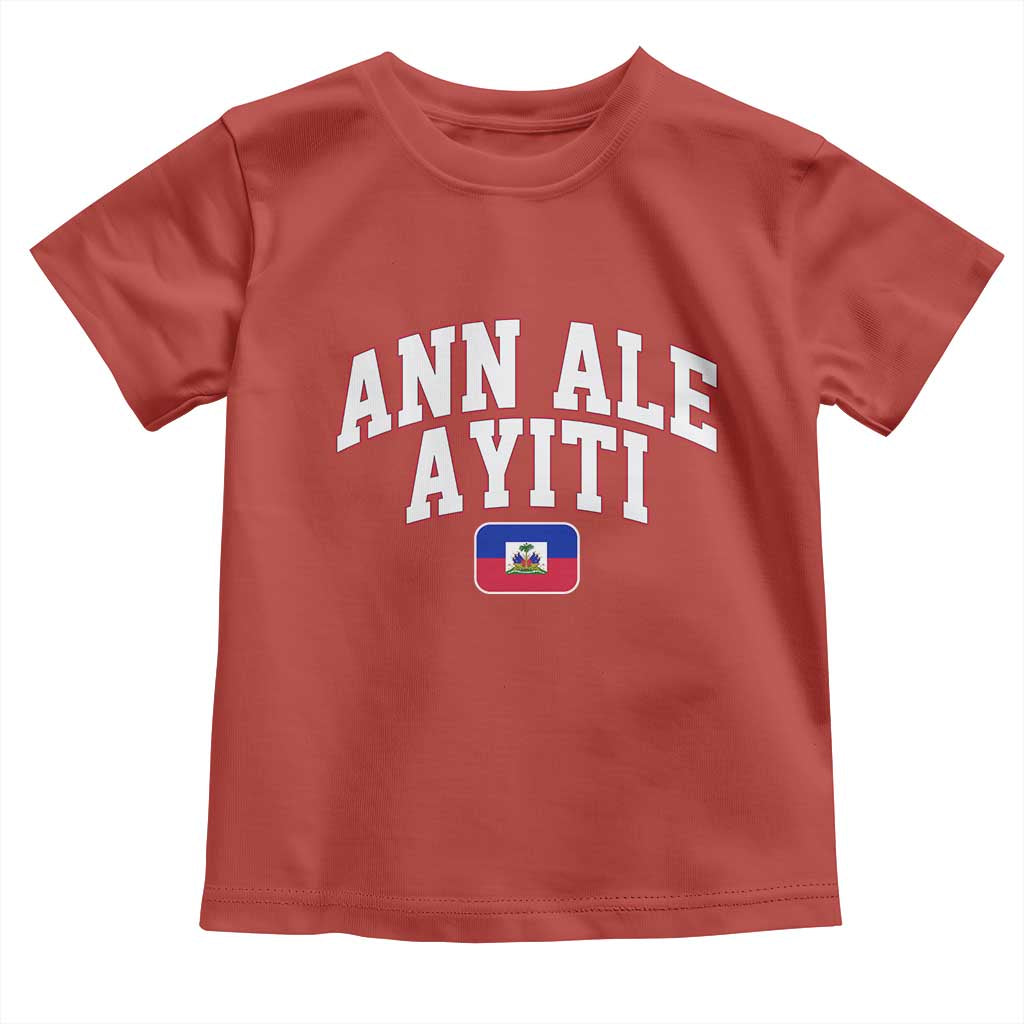 Ann Ale Ayiti Collegiate Athletic Sport Style Toddler T Shirt Let's Go Haiti Haitian Flag and Coat of Arms Pride