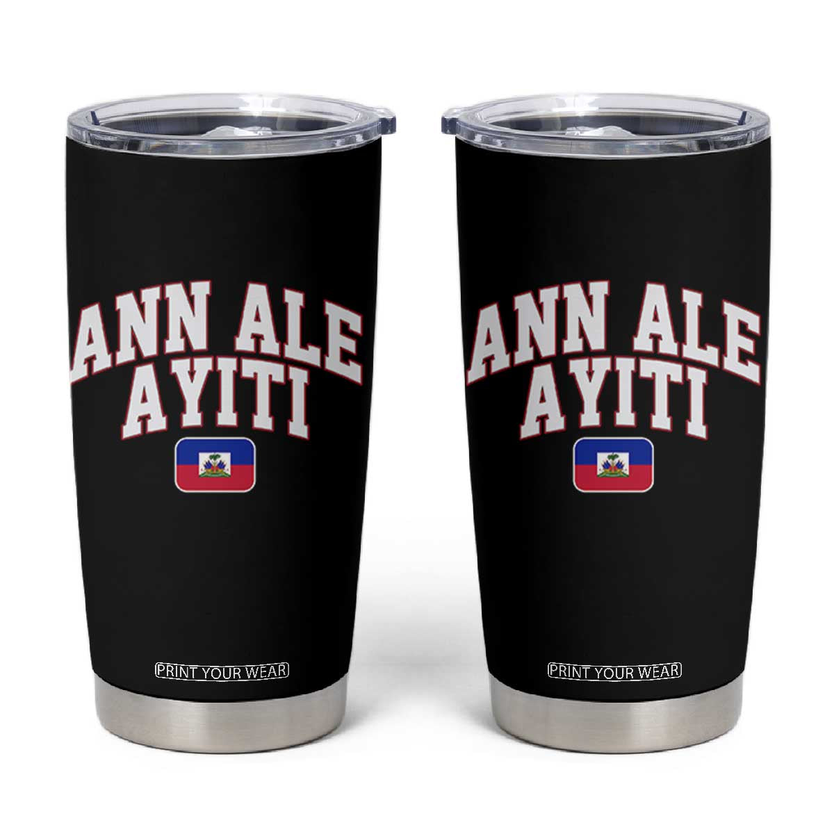 Ann Ale Ayiti Collegiate Athletic Sport Style Tumbler Cup Let's Go Haiti Haitian Flag and Coat of Arms Pride TS02 Black Print Your Wear