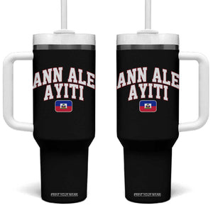 Ann Ale Ayiti Collegiate Athletic Sport Style Tumbler With Handle Let's Go Haiti Haitian Flag and Coat of Arms Pride TS02 One Size: 40 oz Black Print Your Wear