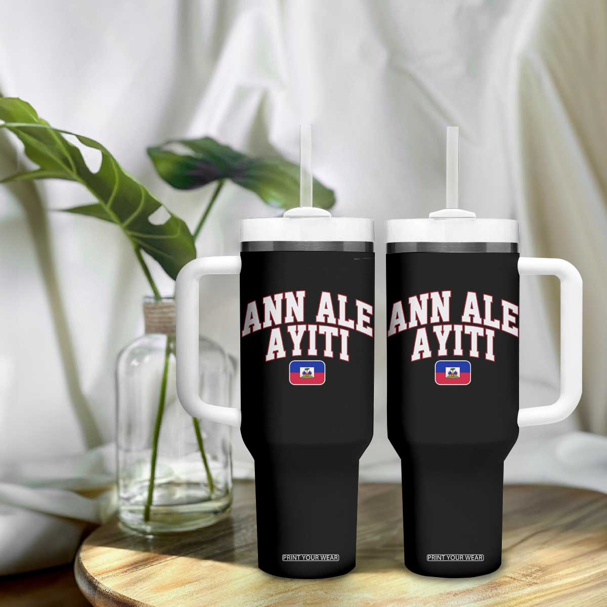 Ann Ale Ayiti Collegiate Athletic Sport Style Tumbler With Handle Let's Go Haiti Haitian Flag and Coat of Arms Pride TS02 Print Your Wear