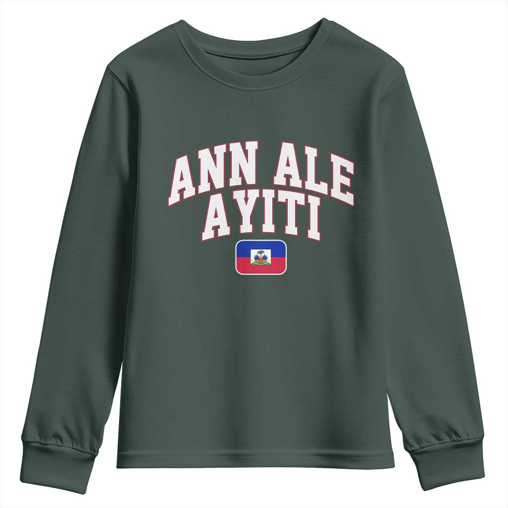 Ann Ale Ayiti Collegiate Athletic Sport Style Youth Sweatshirt Let's Go Haiti Haitian Flag and Coat of Arms Pride