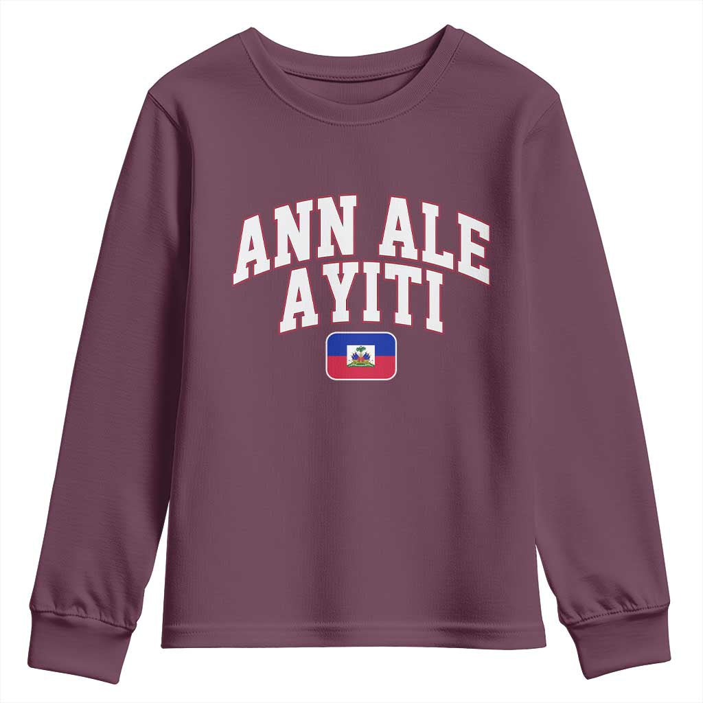 Ann Ale Ayiti Collegiate Athletic Sport Style Youth Sweatshirt Let's Go Haiti Haitian Flag and Coat of Arms Pride