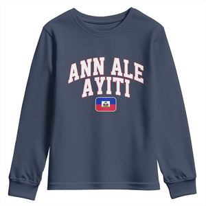 Ann Ale Ayiti Collegiate Athletic Sport Style Youth Sweatshirt Let's Go Haiti Haitian Flag and Coat of Arms Pride