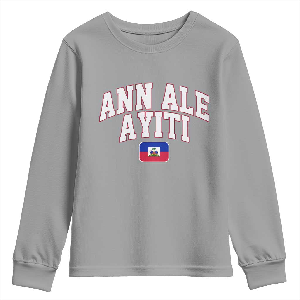 Ann Ale Ayiti Collegiate Athletic Sport Style Youth Sweatshirt Let's Go Haiti Haitian Flag and Coat of Arms Pride