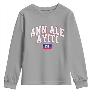 Ann Ale Ayiti Collegiate Athletic Sport Style Youth Sweatshirt Let's Go Haiti Haitian Flag and Coat of Arms Pride