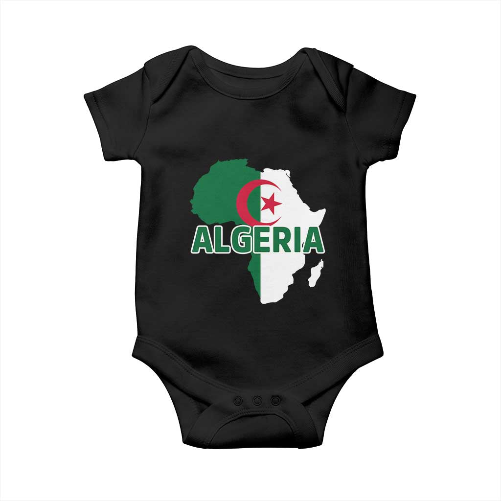 Algeria Algerian Pride Map of Africa Heritage Graphic Baby Onesie Patriotic North African Roots National Flag TS02 Black Print Your Wear