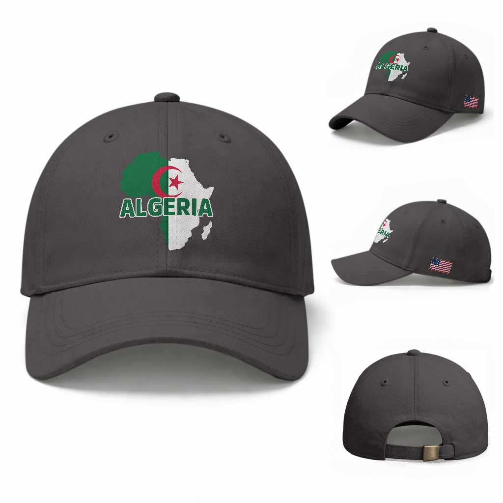 Algeria Algerian Pride Map of Africa Heritage Graphic Baseball Cap Patriotic North African Roots National Flag