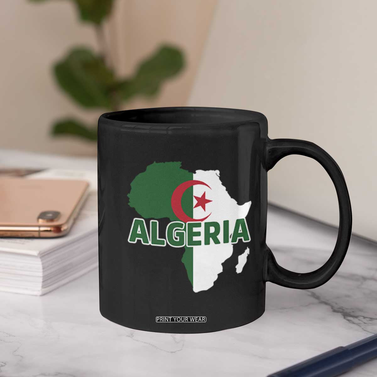 Algeria Algerian Pride Map of Africa Heritage Graphic Coffee Mug Patriotic North African Roots National Flag TS02 Print Your Wear